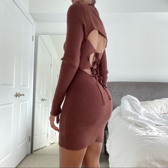 Fitted Ribbed Brown Dress - from The Latest Scoop - Picture 2 of 3
